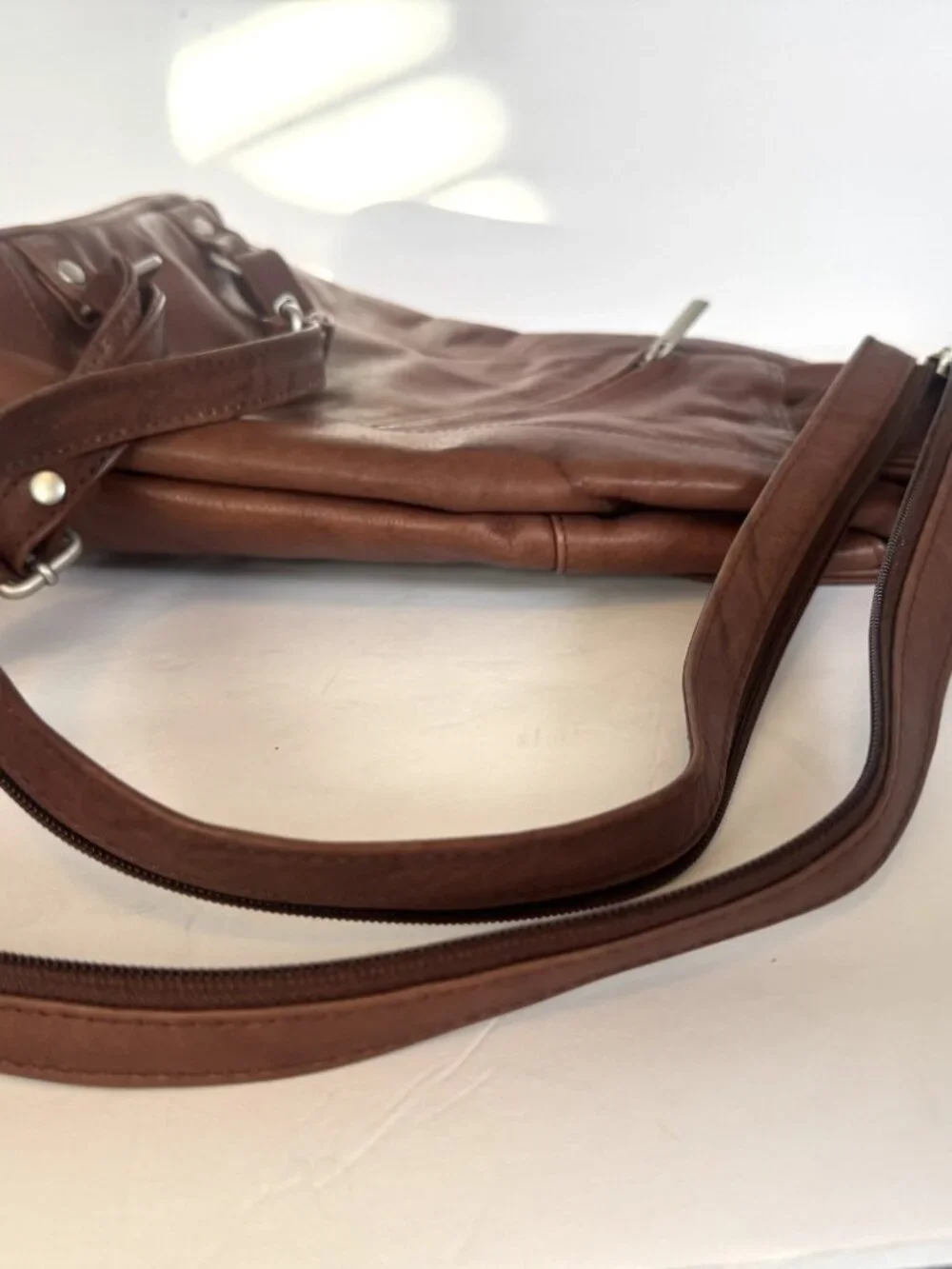 S1 PELLE MONTALCINO Genuine Italian Leather Backpack Rucksack Cognac Brown